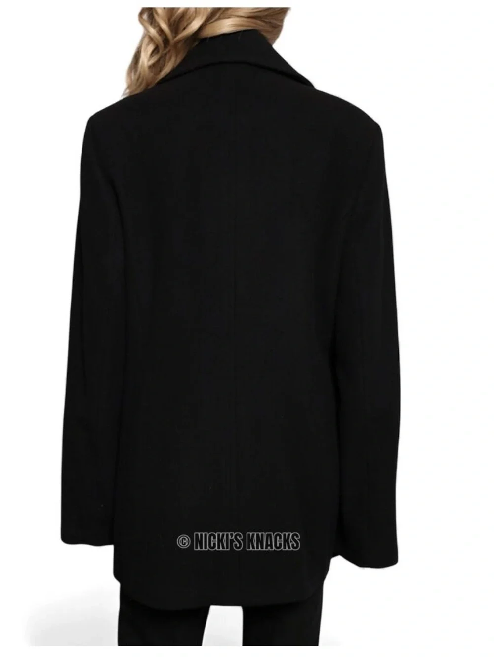 Calvin Klein Black Wool Cashmere Blend Double Breasted Peacoat Women’s Size L